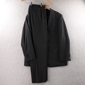 Armani Collezioni Mens Charcoal Herringbone Wool Suit Jacket Pants Italy 42R